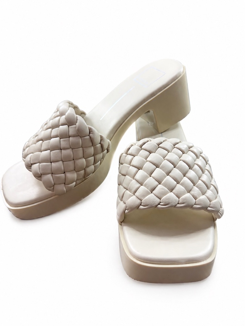 Dolce Vita Cream Woven Slide Block Heel Mules